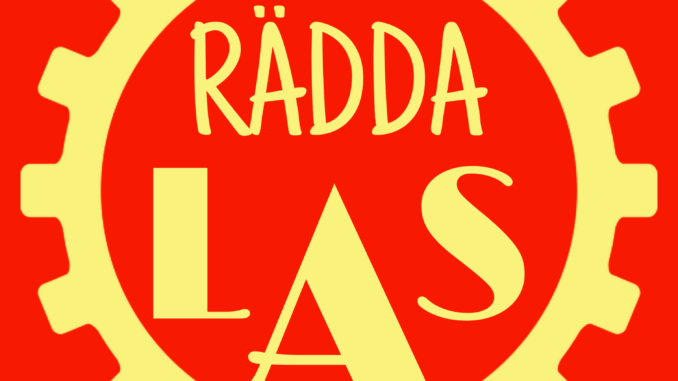 Rädda LAS: Gul text på röd bakgrund