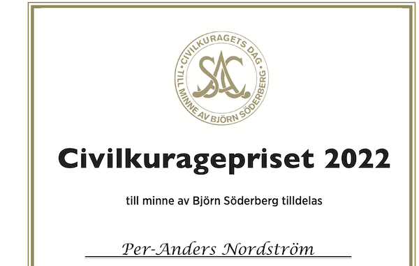 Diplom för SAC syndikalisternas civilkuragepris