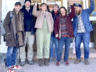 Bild på 6 stycken deltagare i Arbetarfilmfestivalen i Orsa, november 2023.