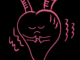 Illustration av ett hjärta som ser ledsen ut. Rosa konturer på en svart bakgrund.
