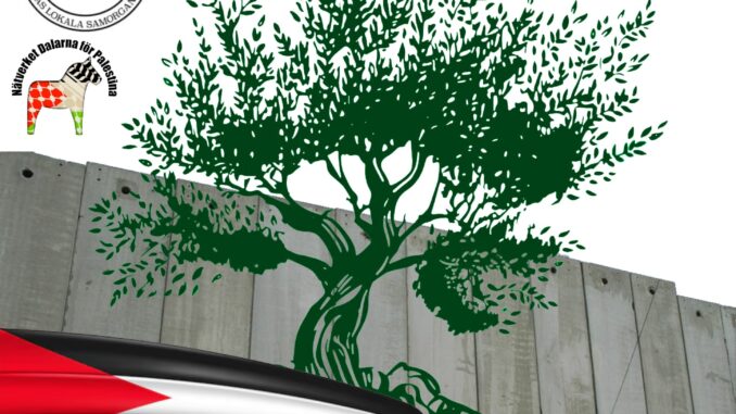 Affisch för inbjudan till föreläsning om palestinska bönders kamp att få vara kvar på sin mark